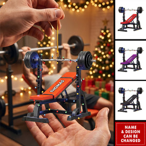 Personalized Weight Bench Christmas Gift, Personalized Workout Ornament