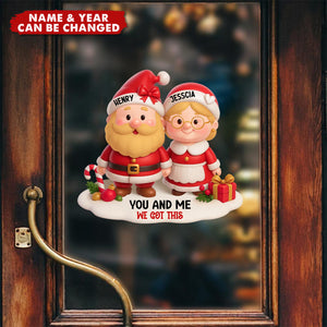Santa Couple Growing Old Together Personalized Fridge Decal