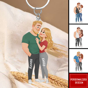 Personalized Acrylic Keychain - Custom Anniversary Wedding Gifts For Husband And Wife, Him And Her