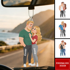Personalized Acrylic Car Ornament - Custom Anniversary Wedding Gifts For Husband And Wife, Him And Her
