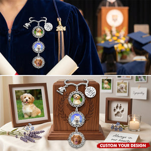 Custom Photo Once By My Side Forever In My Heart - Personalized Graduation Tassel Pin