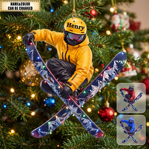 Personalized Skier Christmas Ornament, Custom Name Ski Keepsake