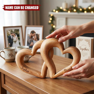 Interlocking Heart Decor - Personalized Wooden 4-Layer Block