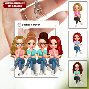 Besties Sisters Social Network Frame - Personalized Acrylic Keychain