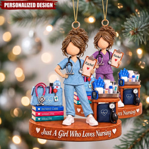 Custom Just A Girl Who Loves Nursing Acrylic Ornament