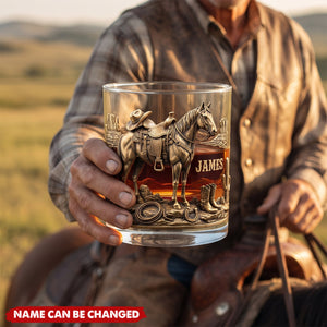 Horse Cowboy - Personalized Custom Whiskey Glass