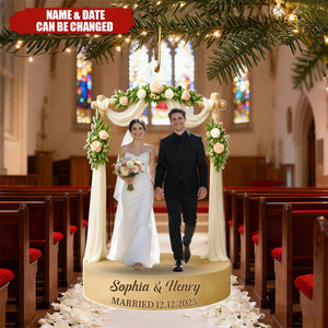 Celebrate Your Love With Wedding Arch And Roses, Personalized Acrylic Ornament
