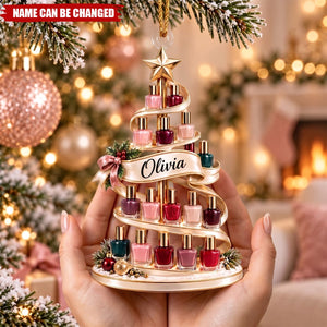 Personalized Nail Polish Christmas Ornament, Custom Name Keepsake, Gift For Nail Tech & Nail Lovers