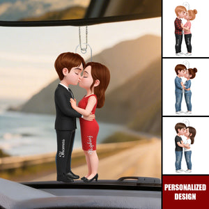 Romantic Couple - Personalized Acrylic Car Ornament - Heartfelt Valentine's Day Gift for Her, for Him