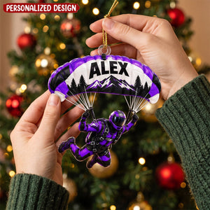 Personalized Skydiving Ornament, Custom Name Parachute Christmas Tree Decoration