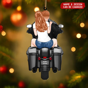 Personalized Acrylic Ornament For Couple Bikers, Motorcycle Trike Lovers