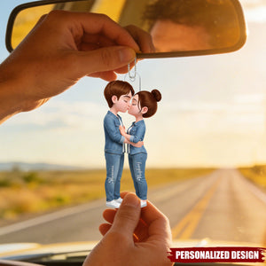 Romantic Couple - Personalized Acrylic Car Ornament - Heartfelt Valentine's Day Gift for Her, for Him