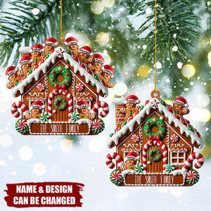 Celebrating Sweet Moments Together - Gingerbread House Personalized Custom Wood Ornament