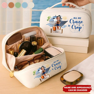 Travel All My Cruise Crap - Personalized Leather Makeup Bag