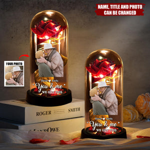 Custom Photo You Light Up My World - Couple Personalized Eternal Rose Dome Light - Gift For Husband Wife, Anniversary