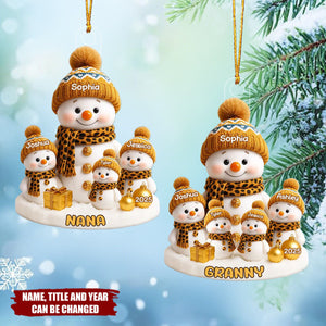 Grandma's Little Snowman - Personalized Acrylic Flat Ornament