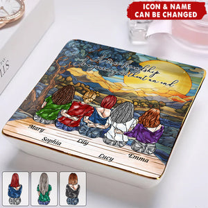 A True Friendship Is A Journey Without An End Stained Glass Style - Personalized Jewelry Dish