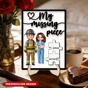 Personalized 2-Layered Wooden Plaque - My Missing Piece Couple Occupation - Valentine's Day Gift for Him, Gift for Her
