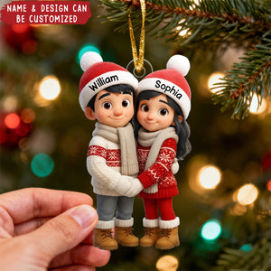 Couple Hug - Personalized Acrylic Ornament, Christmas Gift For Him, Gift For Her