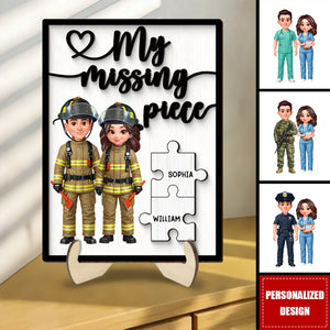 Personalized 2-Layered Wooden Plaque - My Missing Piece Couple Occupation - Valentine's Day Gift for Him, Gift for Her