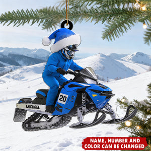 Snowmobile Rider - Personalized Christmas Acrylic Ornament