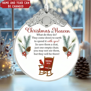 Christmas Heaven, Spend It With You - Personalized Glass Ornament With Silver Cap