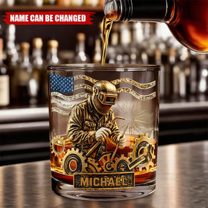 Strong Welders Drink Whiskey - Personalized Welder Whiskey Glass