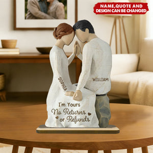 3D Effect Couple Sitting Side By Side - Personalized 2-Layered Wooden Plaque - Valentine's Day, Anniversary Gift For Him, Gift For Her