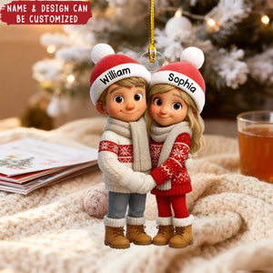 Couple Hug - Personalized Acrylic Ornament, Christmas Gift For Him, Gift For Her