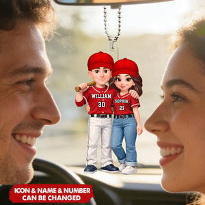 Baseball Couple I'll Always Be Your Biggest Fan Custom Action Figure - Personalized Acrylic Car Ornament