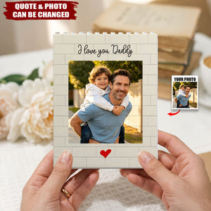 Father's Day Gifts, Daddy & Me Father's Day Gift For Dad, Husband - Personalized Rectangle Building Brick
