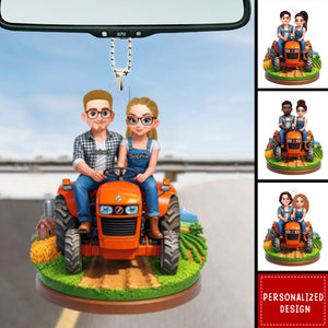 Farmer Couple - Personalized Car Ornament - Gifts for Couple, Him And Her