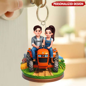 Farmer Couple - Personalized Acrylic Keychain - Gifts for Couple, Him And Her