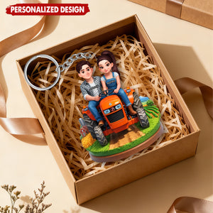 Farmer Couple - Personalized Acrylic Keychain - Gifts for Couple, Him And Her