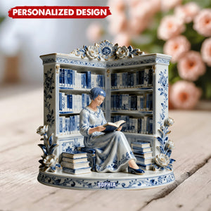 Girl Reading Book - Personalized Acrylic Plaque - Gifts For Book Lover, Bookworm