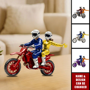 Motocross Couple Acrylic Plaque - Personalized Gifts For Couple, Biker Lovers