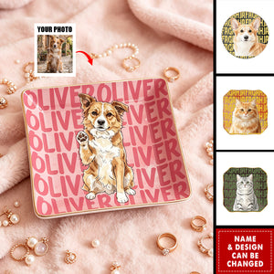 Custom Pet Watercolor Portrait Engraved Name - Personalized Jewelry Dish