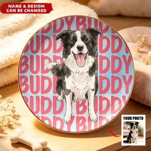 Custom Pet Watercolor Portrait Engraved Name - Personalized Jewelry Dish