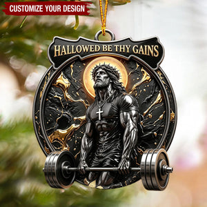 Jesus Lifts Acrylic Ornament - Personalized Gifts For Gymers & Weighlifting Lovers