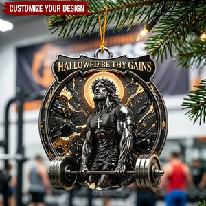 Jesus Lifts Acrylic Ornament - Personalized Gifts For Gymers & Weighlifting Lovers