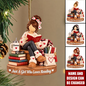 Personalized Acrylic Reading Ornament, Custom Book Lover Gift For Sister