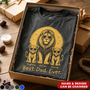 Retro Vintage Lion Dad And Kids Daddy Protector - Personalized Shirt - Cool Father's Day Gift For Dad, Husband