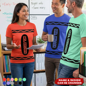 Teacher Crayon Custom Name Back To School Halloween - Personalized Shirt