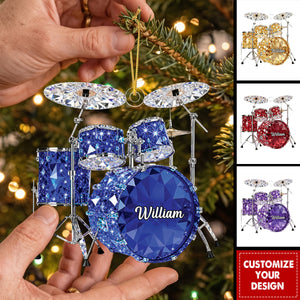 Personalized Drum Set Christmas Ornament, Custom Name Drummer Ornament