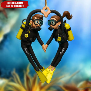 Diving Couple Home Decor, Christmas Ornament, Personalized Ornament