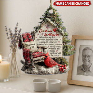 Memorial Chair On Christmas - Personalized Acrylic Ornament - Christmas Memorial Keepsake For Family