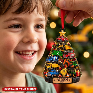 Personalized Kids Truck Ornament, Custom Boy Name Christmas Ornament