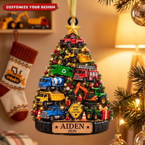 Personalized Kids Truck Ornament, Custom Boy Name Christmas Ornament