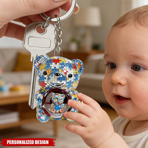 Mama Bear Autism - Personalized Acrylic Keychain - Personalized Gifts For Mom