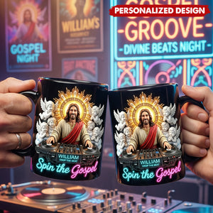 Personalized Spin the Gospel Coffee Mug with Name - Gifts For Music Lovers